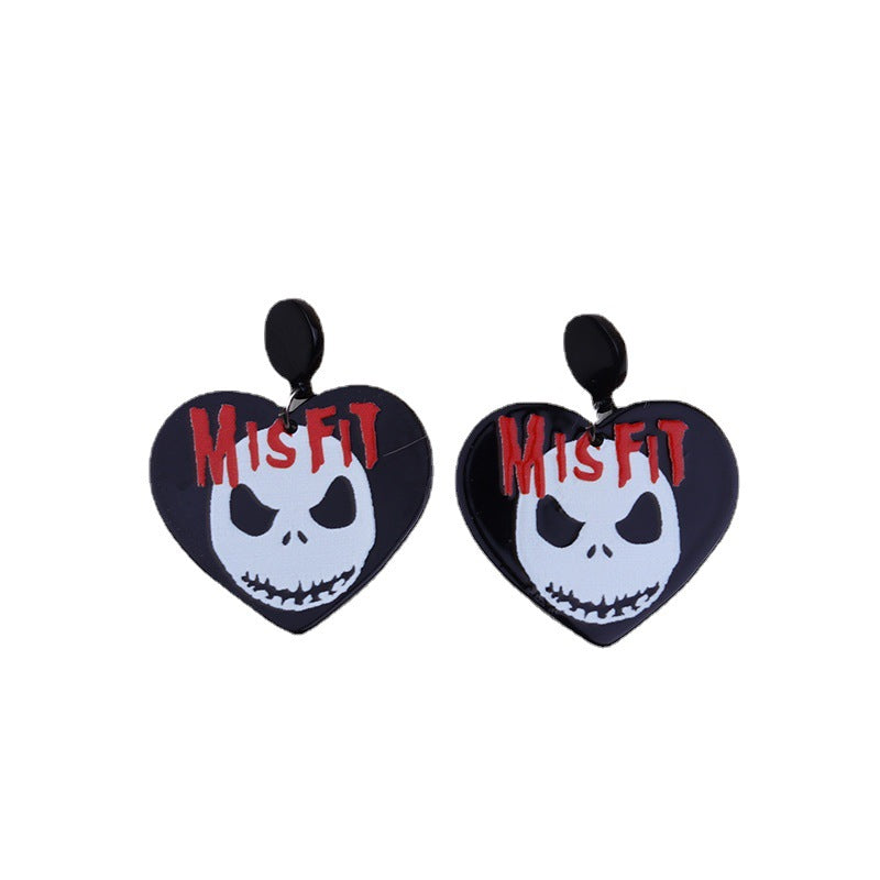 Wholesale Hand Paw Skull Gold Acrylic Earrings